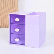 2IN1 Pumping Pen Container Storage Box Cosmetic Drawer Office Organizer Box V528-PEN-HOLDER-STORAGE-PURPLE-440363