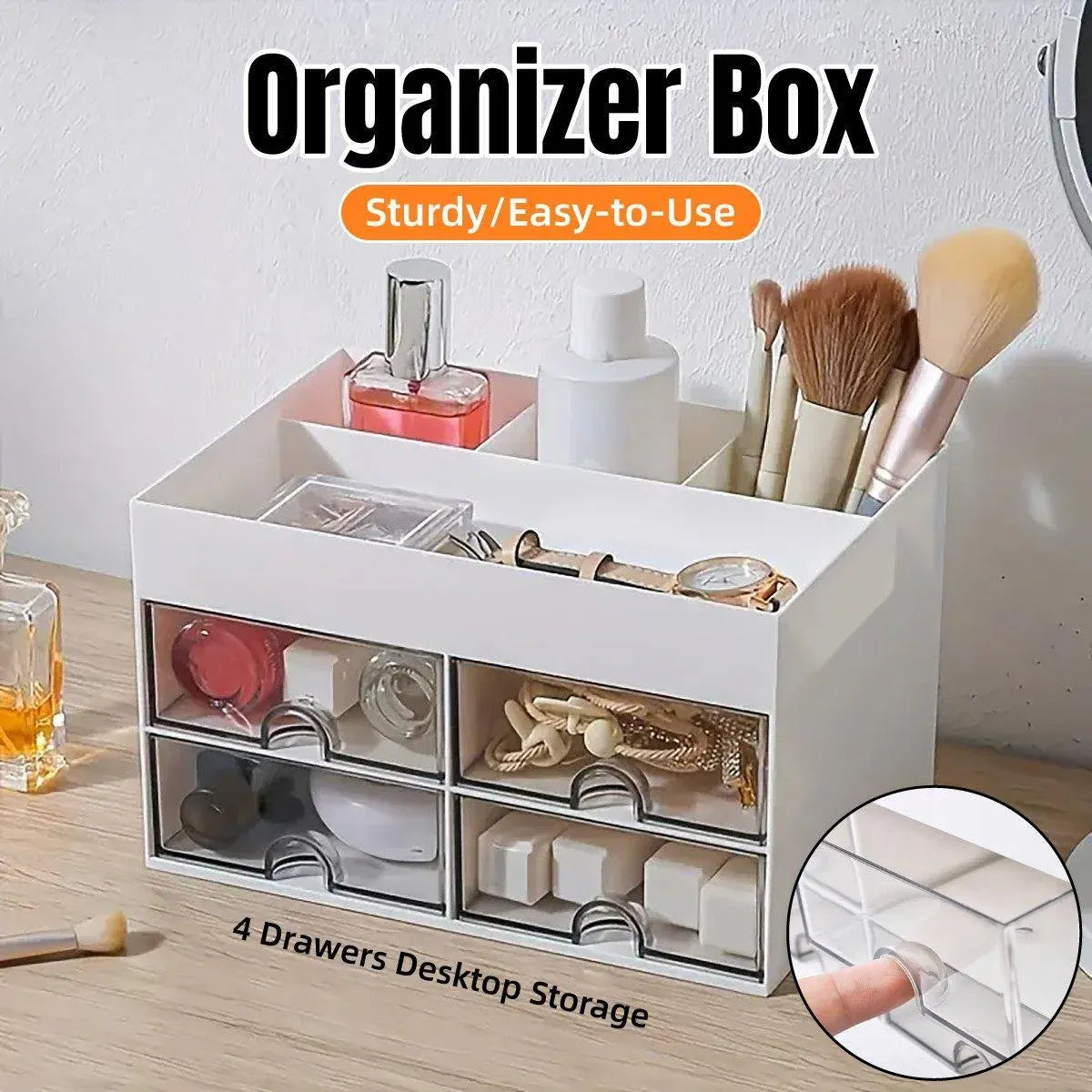 Large Capacity Pen Storage Box Desktop Organizer Multi-functional Stationery Box V528-PEN-HOLDER-WHITE-436180