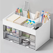 Large Capacity Pen Storage Box Desktop Organizer Multi-functional Stationery Box V528-PEN-HOLDER-WHITE-436180
