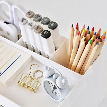 Large Capacity Pen Storage Box Desktop Organizer Multi-functional Stationery Box V528-PEN-HOLDER-WHITE-436180