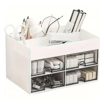 Large Capacity Pen Storage Box Desktop Organizer Multi-functional Stationery Box V528-PEN-HOLDER-WHITE-436180