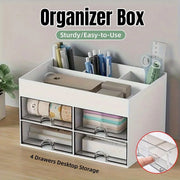 Large Capacity Pen Storage Box Desktop Organizer Multi-functional Stationery Box V528-PEN-HOLDER-WHITE-436180