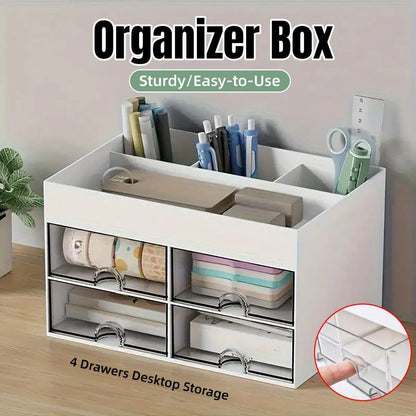 Large Capacity Pen Storage Box Desktop Organizer Multi-functional Stationery Box V528-PEN-HOLDER-WHITE-436180