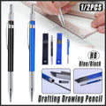 2mm HB Lead Holder Pen Automatic Mechanical Drafting Drawing Pencil Art Tool - Blue(1PCS)+Black(1PCS) V528-PENCIL-BLUE-BLACK-237252