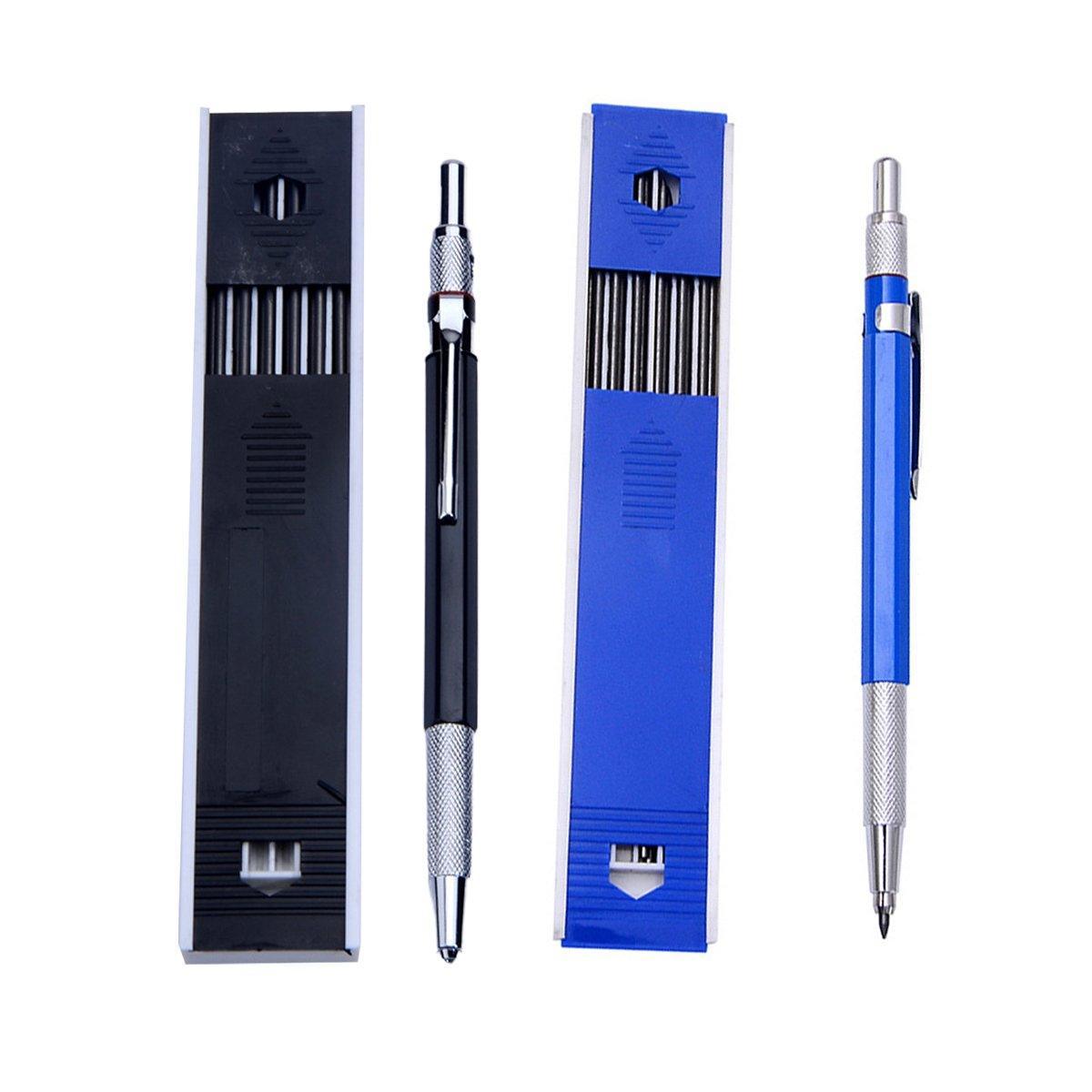 2mm HB Lead Holder Pen Automatic Mechanical Drafting Drawing Pencil Art Tool - Blue(1PCS)+Black(1PCS) V528-PENCIL-BLUE-BLACK-237252