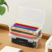 Transparent Stationery Organiser Box with Lid Pencil Pen Case Holder 4pcs Set V528-PENCIL-CASE-4PCS-221933