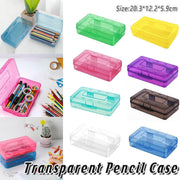 Large Capacity Transparent Plastic Pencil Case Multifunctional Student Art Box - Transparent V528-PENCIL-CASE-TRANSPARENT-579165