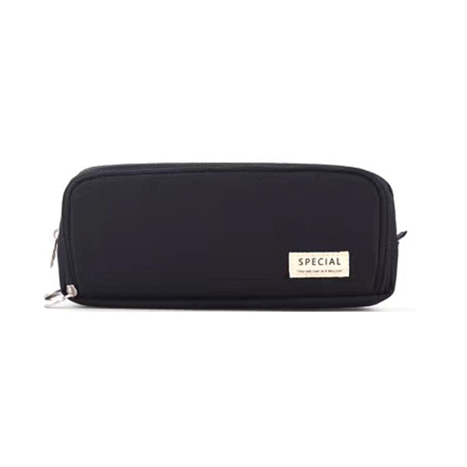 Zipper Pencil Case Large Capacity Storage Bag School Stationery Makeup Organizer - Black V528-PENCILCASE-BLACK-685913