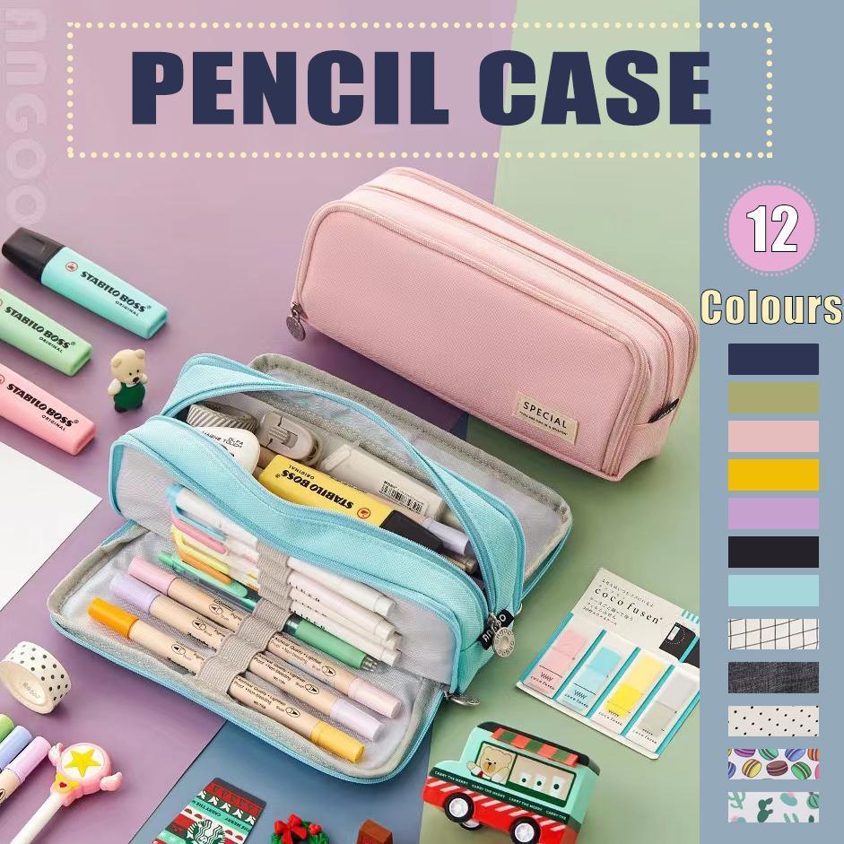 Zipper Pencil Case Large Capacity Storage Bag School Stationery Makeup Organizer - Blue V528-PENCILCASE-BLUE-976514
