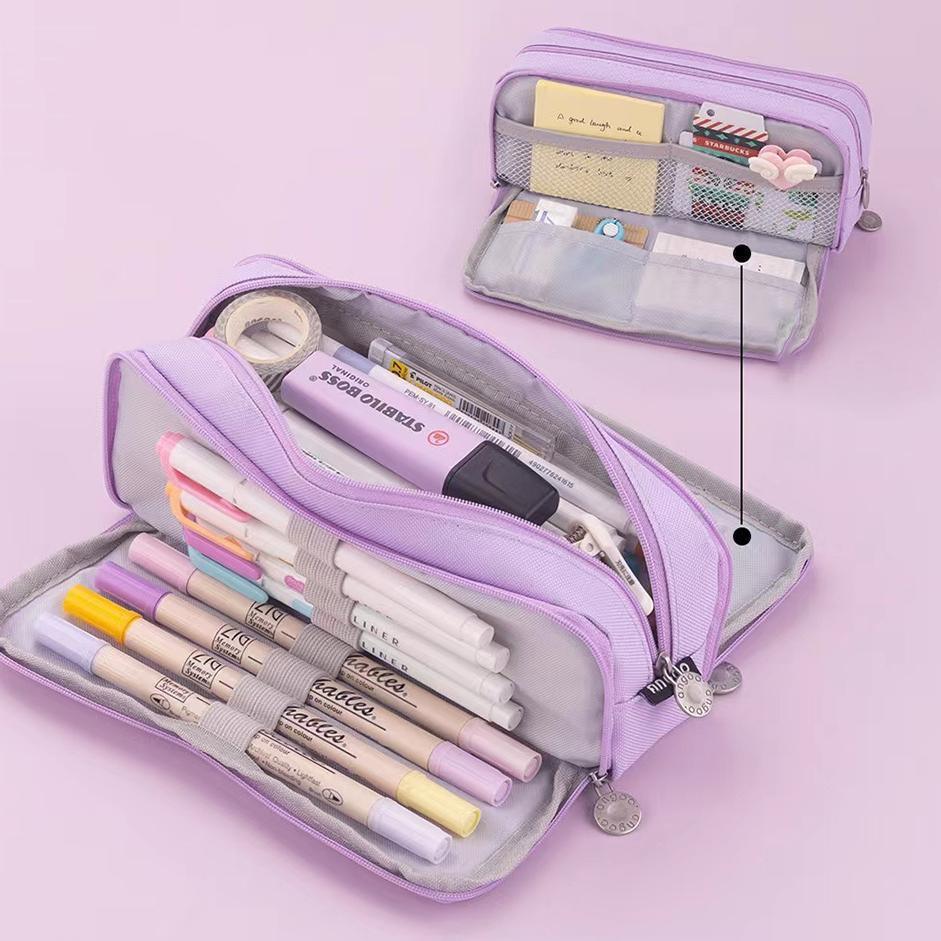 Zipper Pencil Case Large Capacity Storage Bag School Stationery Makeup Organizer - Blue V528-PENCILCASE-BLUE-976514