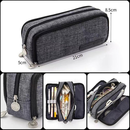 Zipper Pencil Case Large Capacity Storage Bag School Stationery Makeup Organizer - Blue V528-PENCILCASE-BLUE-976514