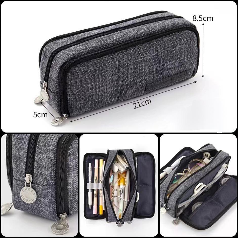 Zipper Pencil Case Large Capacity Storage Bag School Stationery Makeup Organizer - Green V528-PENCILCASE-GREEN-498495
