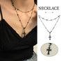Women Fashion Double Layer Cross Pendant Necklace Retro Casual Sweater Chain V528-PENDANT-CROSS-434035