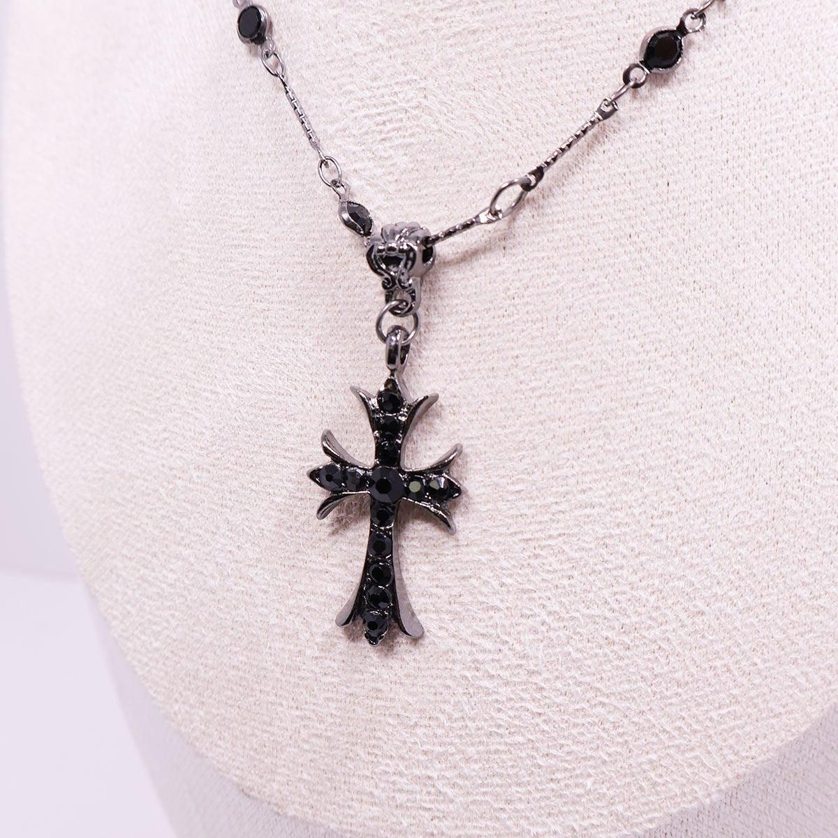 Women Fashion Double Layer Cross Pendant Necklace Retro Casual Sweater Chain V528-PENDANT-CROSS-434035