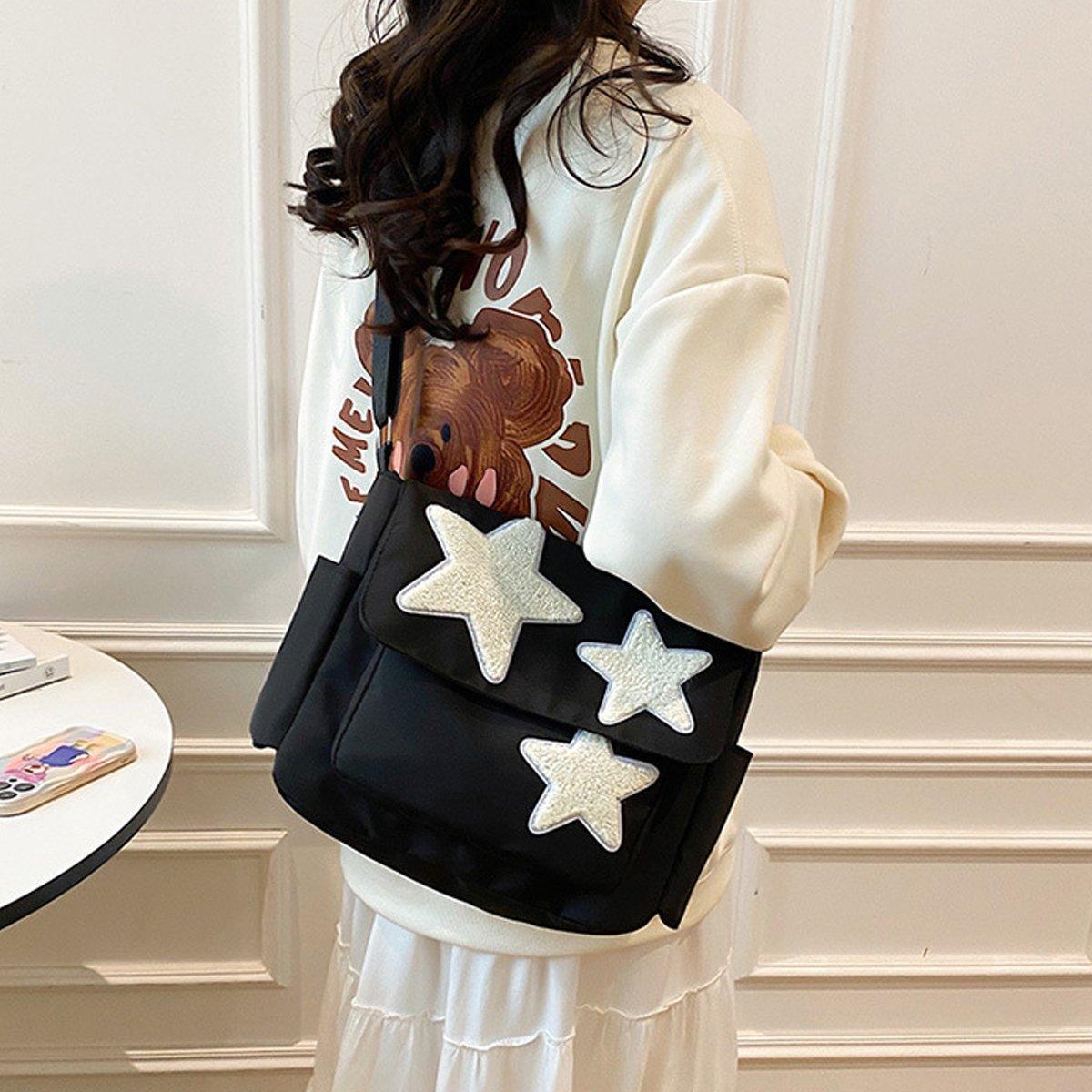 Japanese Style Female Pentagram Crossbody Bag Casual Shoulder Messenger Bag V528-PENTAGRAM-SHOULDER-BAG-BLACK-929909