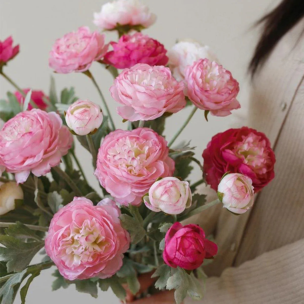 5pcs Artificial Peony Silk Flowers Bouquet Decor Faux Floral Arrangements - Purple Red V528-PEONY-5PCS-PURPLE-RED-790269