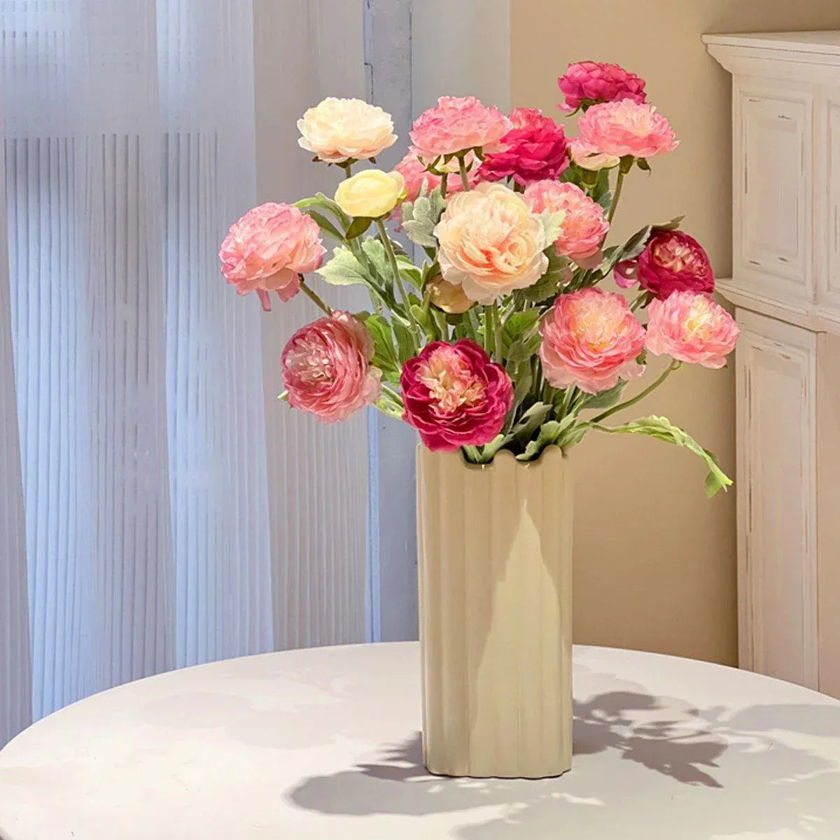 5pcs Artificial Peony Silk Flowers Bouquet Decor Faux Floral Arrangements - Purple Red V528-PEONY-5PCS-PURPLE-RED-790269