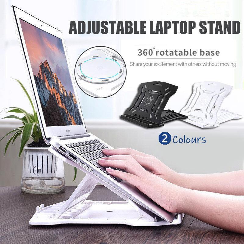 Adjustable Laptop Stand with 360-Degree Base for Desk Riser Home Office Holder - Black V528-PERGONOMIC-ADJUSTABLE75689