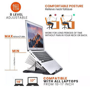 Adjustable Laptop Stand with 360-Degree Base for Desk Riser Home Office Holder - Black V528-PERGONOMIC-ADJUSTABLE75689