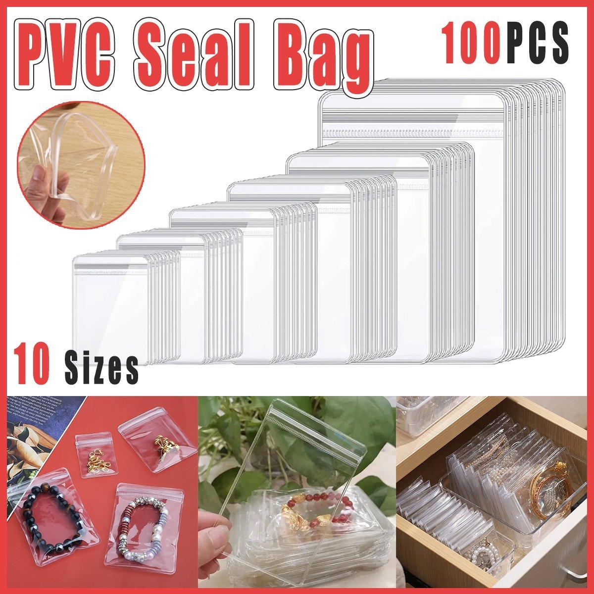 100pcs PVC Self-Sealing Jewelry Bags Anti-Oxidation Storage Dustproof Bags - 6*8cm V528-PET-BAG-100PCS-60-80-618522