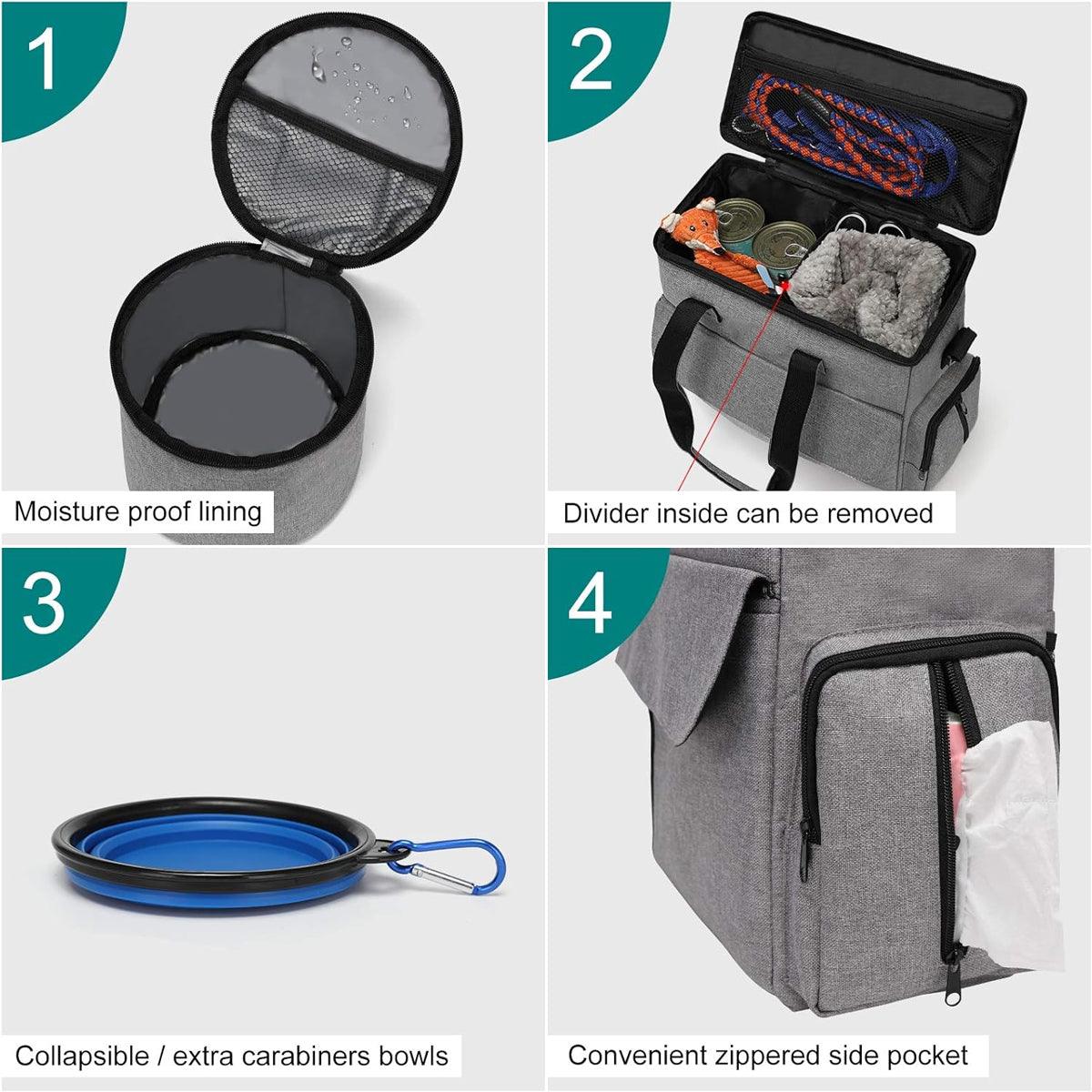6PCS Pet Travel Outing Backpack Large Capacity Folding Storage Multifunctional V528-PET-BAG-6PCS-GREY-807384