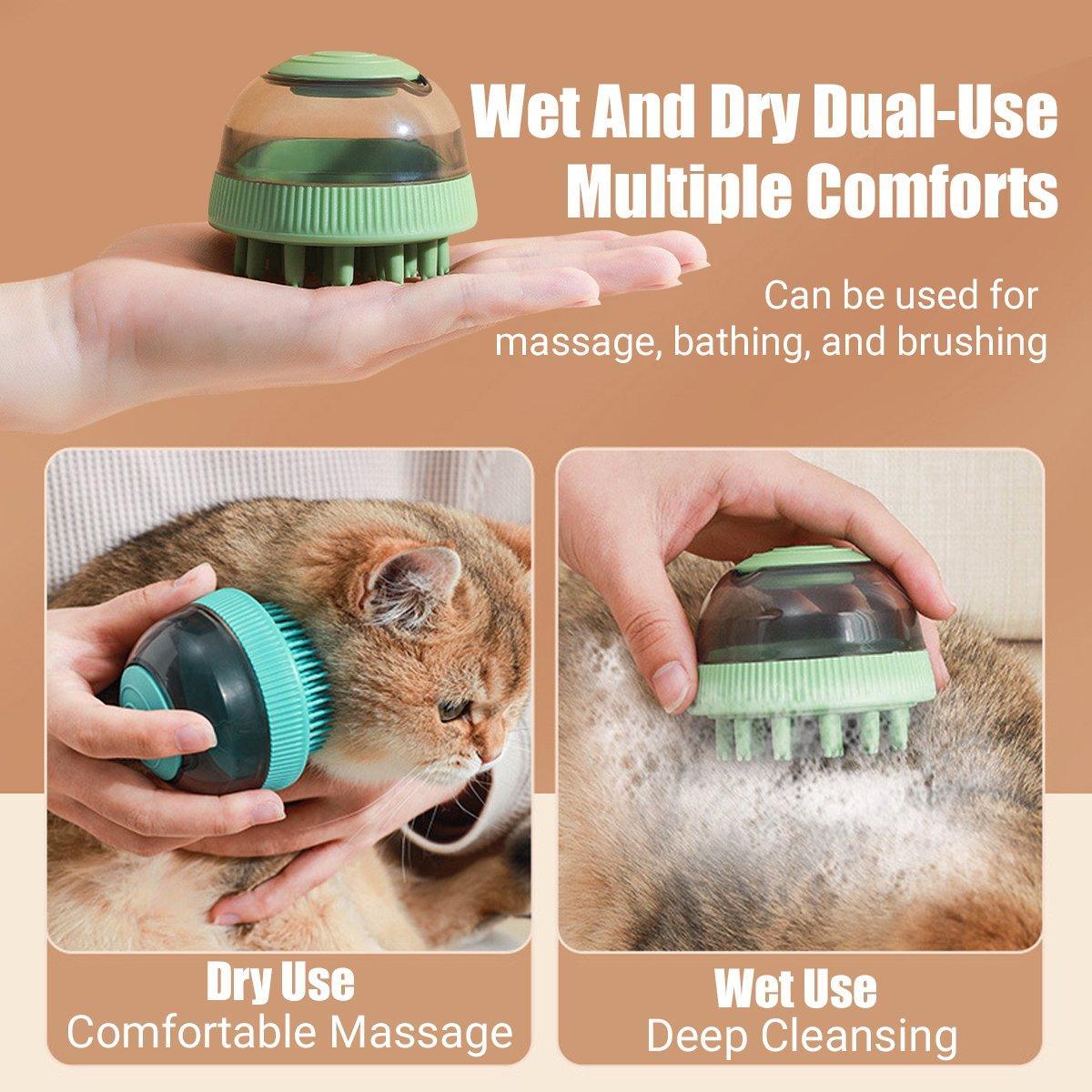 2PCS Pet Cleaning Brush Bath Massage Gel Dispenser Cats Dogs Grooming Tool - Blue V528-PET-BATH-BRUSH-2PCS-BLUE-254205