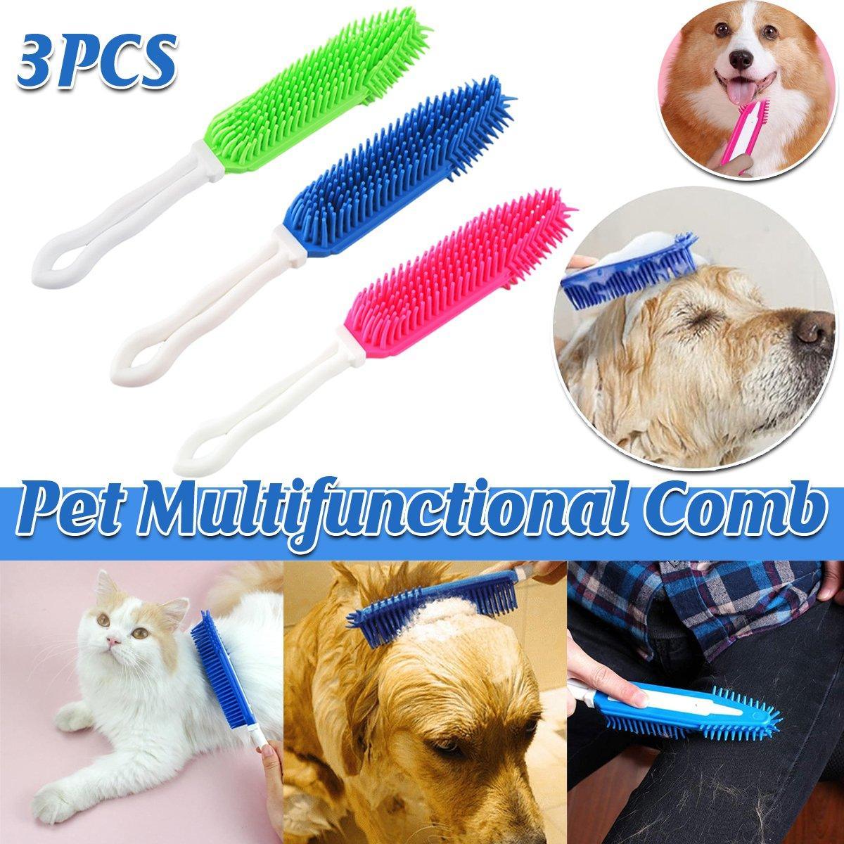 3PCS Pet Hair Remove Brush Car Detailing Brush Portable Dog Rubber Massage Brush V528-PET-BATH-COMB-3PCS-465829