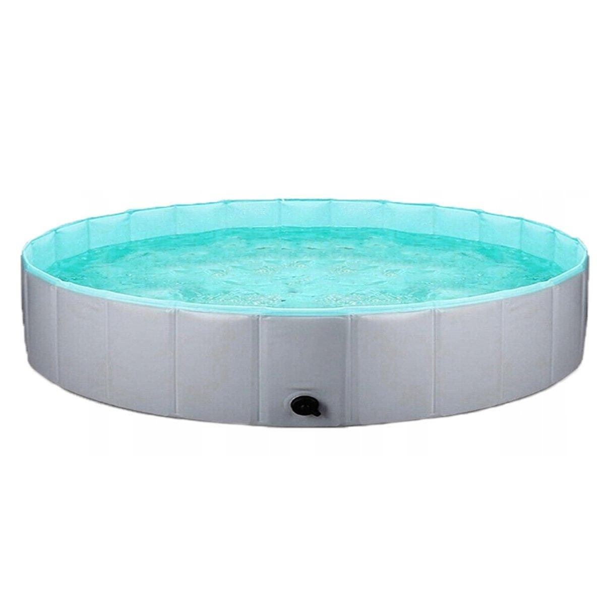 Pet Swimming Pool Foldable Portable Pool for Dogs Outdoor Summer Play - Grey-120x30cm V528-PET-BATH-GREY-CYAN-120-30-220763