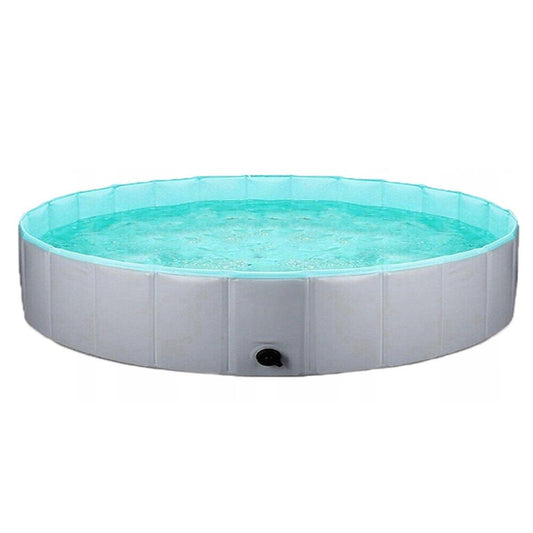 Pet Swimming Pool Foldable Portable Pool for Dogs Outdoor Summer Play - Grey-120x30cm V528-PET-BATH-GREY-CYAN-120-30-220763