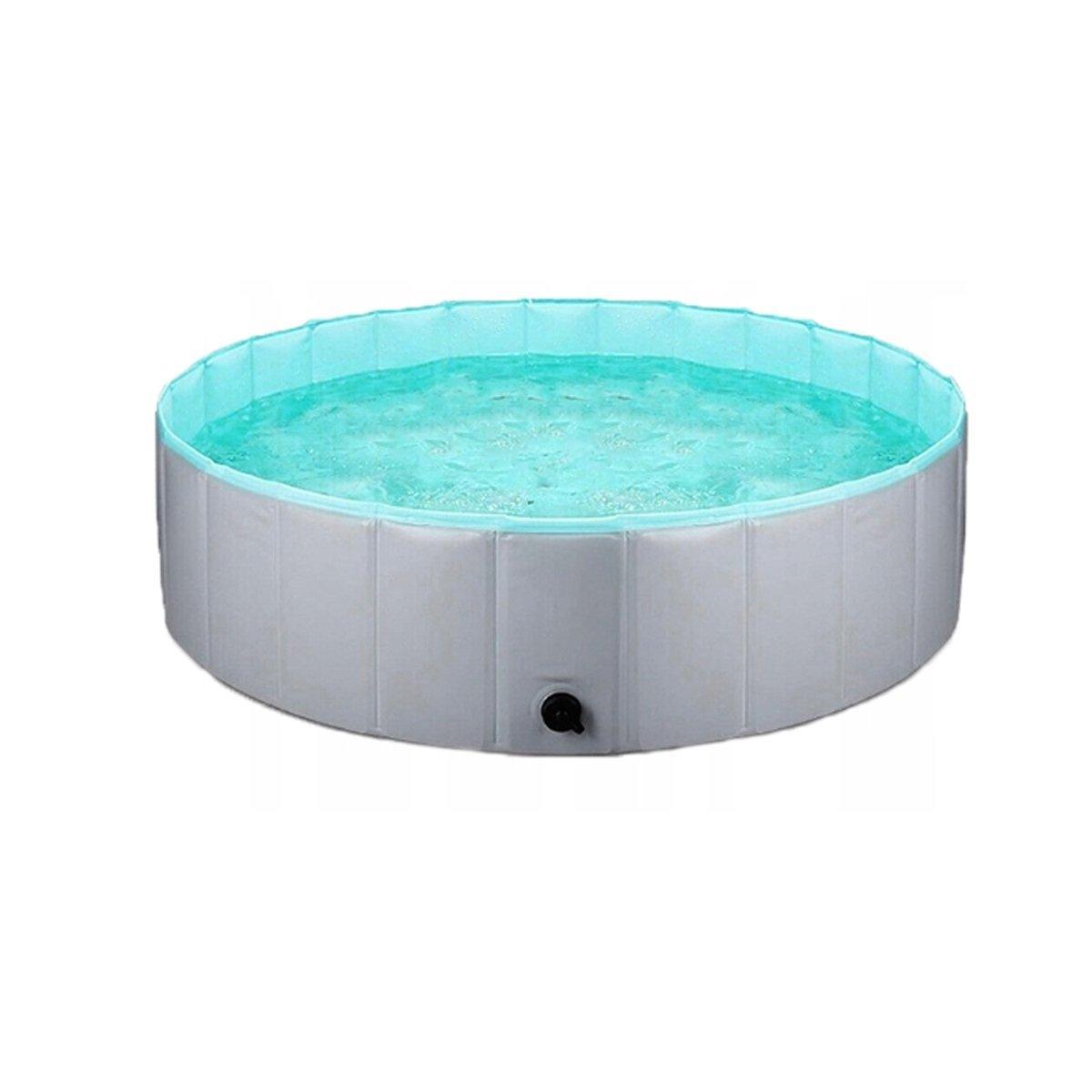 Pet Swimming Pool Foldable Portable Pool for Dogs Outdoor Summer Play - Grey-80x20cm V528-PET-BATH-GREY-CYAN-80-20-143020