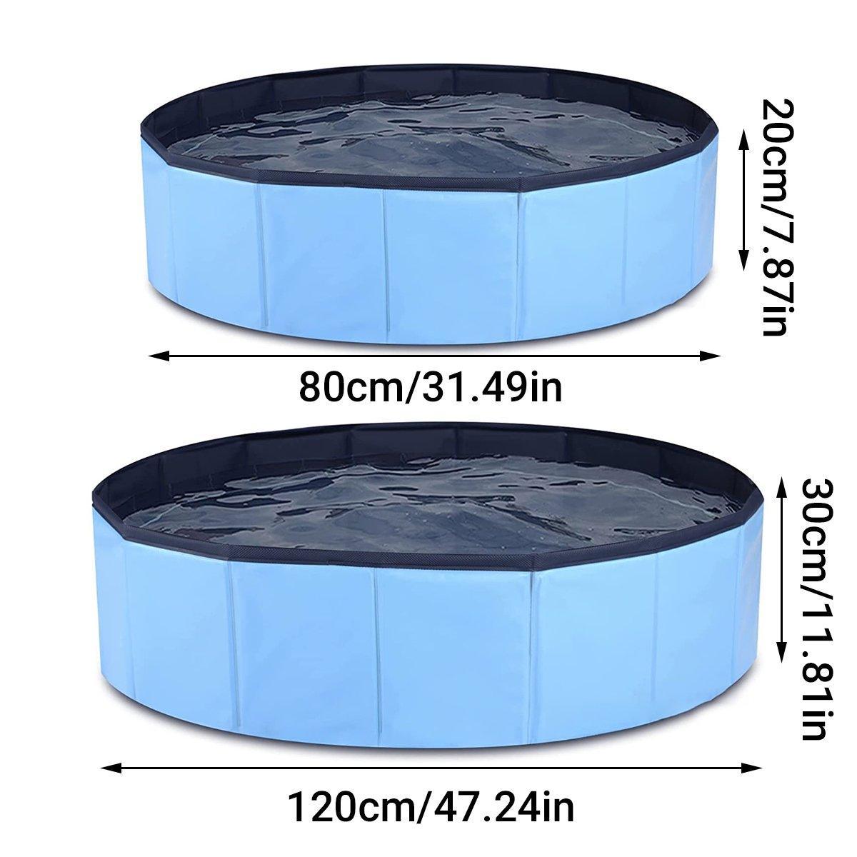Pet Swimming Pool Foldable Portable Pool for Dogs Outdoor Summer Play - Blue-80x20cm V528-PET-BATH-LIGHTDARKBLUE-80-20-249327