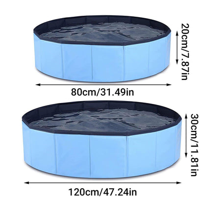 Pet Swimming Pool Foldable Portable Pool for Dogs Outdoor Summer Play - Blue-80x20cm V528-PET-BATH-LIGHTDARKBLUE-80-20-249327