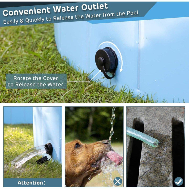 Pet Swimming Pool Foldable Portable Pool for Dogs Outdoor Summer Play - Blue-80x20cm V528-PET-BATH-LIGHTDARKBLUE-80-20-249327