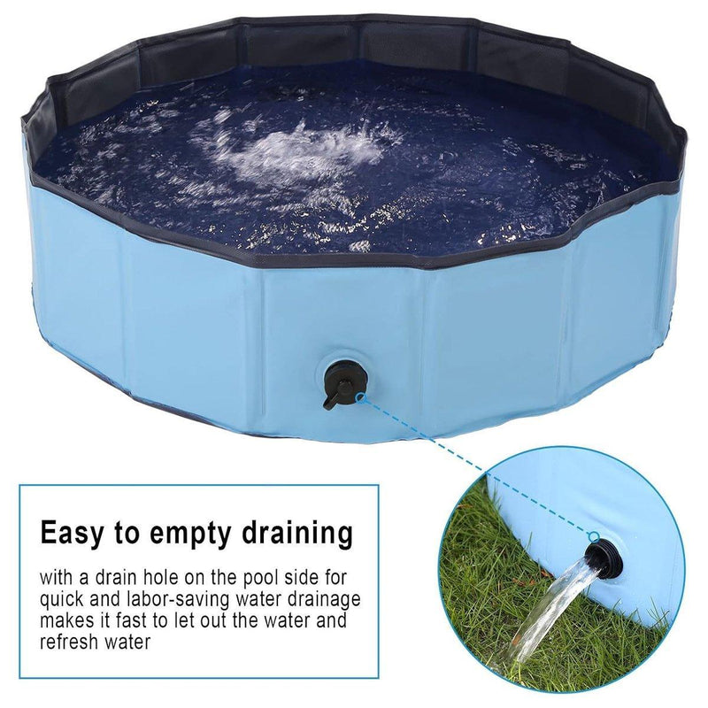 Pet Swimming Pool Foldable Portable Pool for Dogs Outdoor Summer Play - Blue-80x20cm V528-PET-BATH-LIGHTDARKBLUE-80-20-249327
