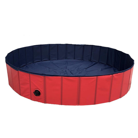 Pet Swimming Pool Foldable Portable Pool for Dogs Outdoor Summer Play - Red-120x30cm V528-PET-BATH-RED-DARKBLUE-120-30-310328