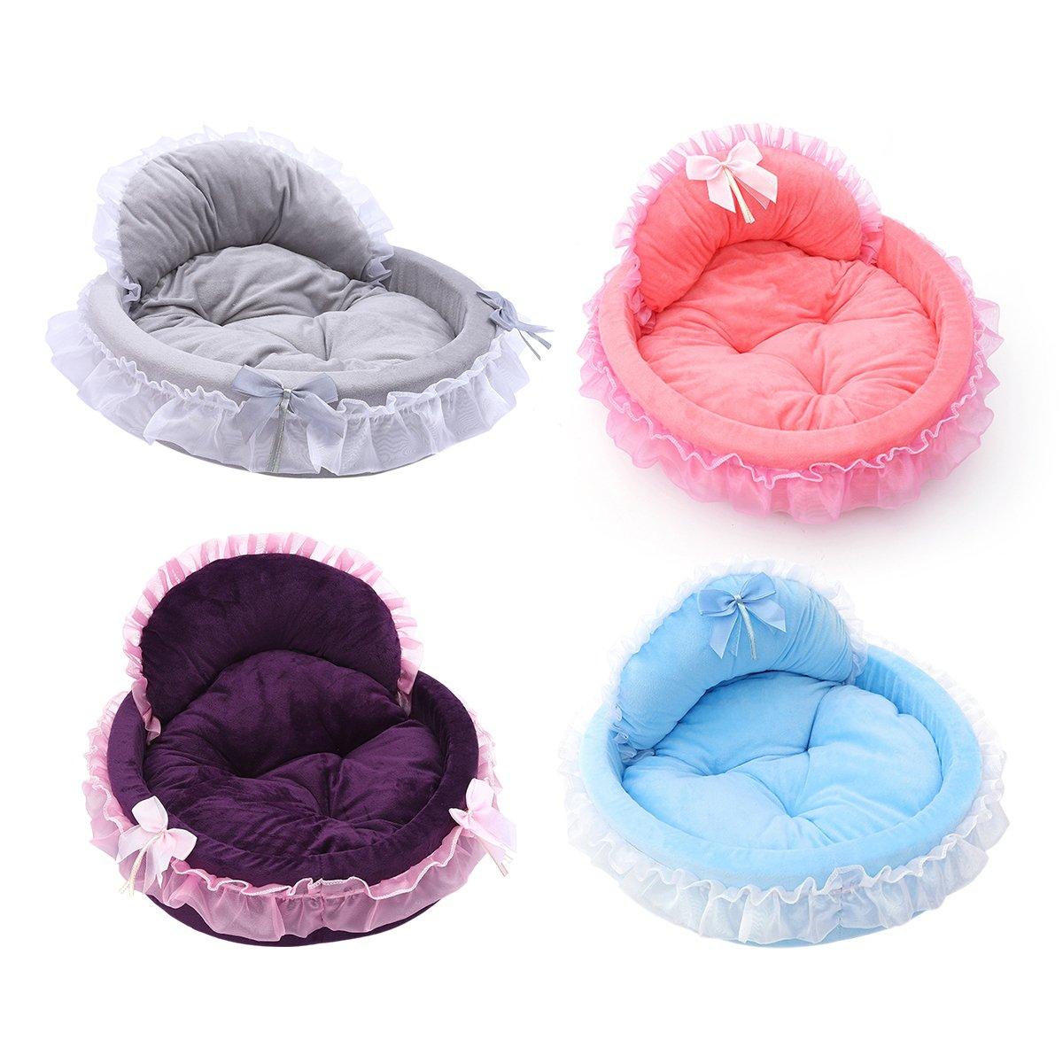 Princess Pet Kennel Soft Comfortable Cat and Dog Bed House for Small Pets - Grey V528-PET-BED-GREY-L-745971
