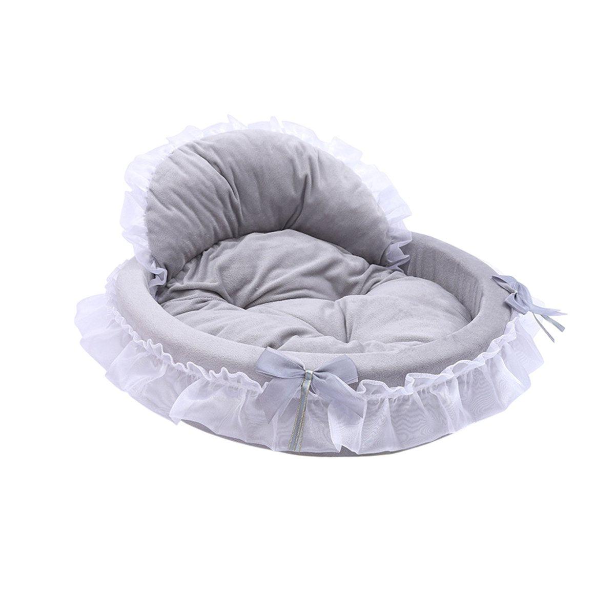 Princess Pet Kennel Soft Comfortable Cat and Dog Bed House for Small Pets - Grey V528-PET-BED-GREY-L-745971