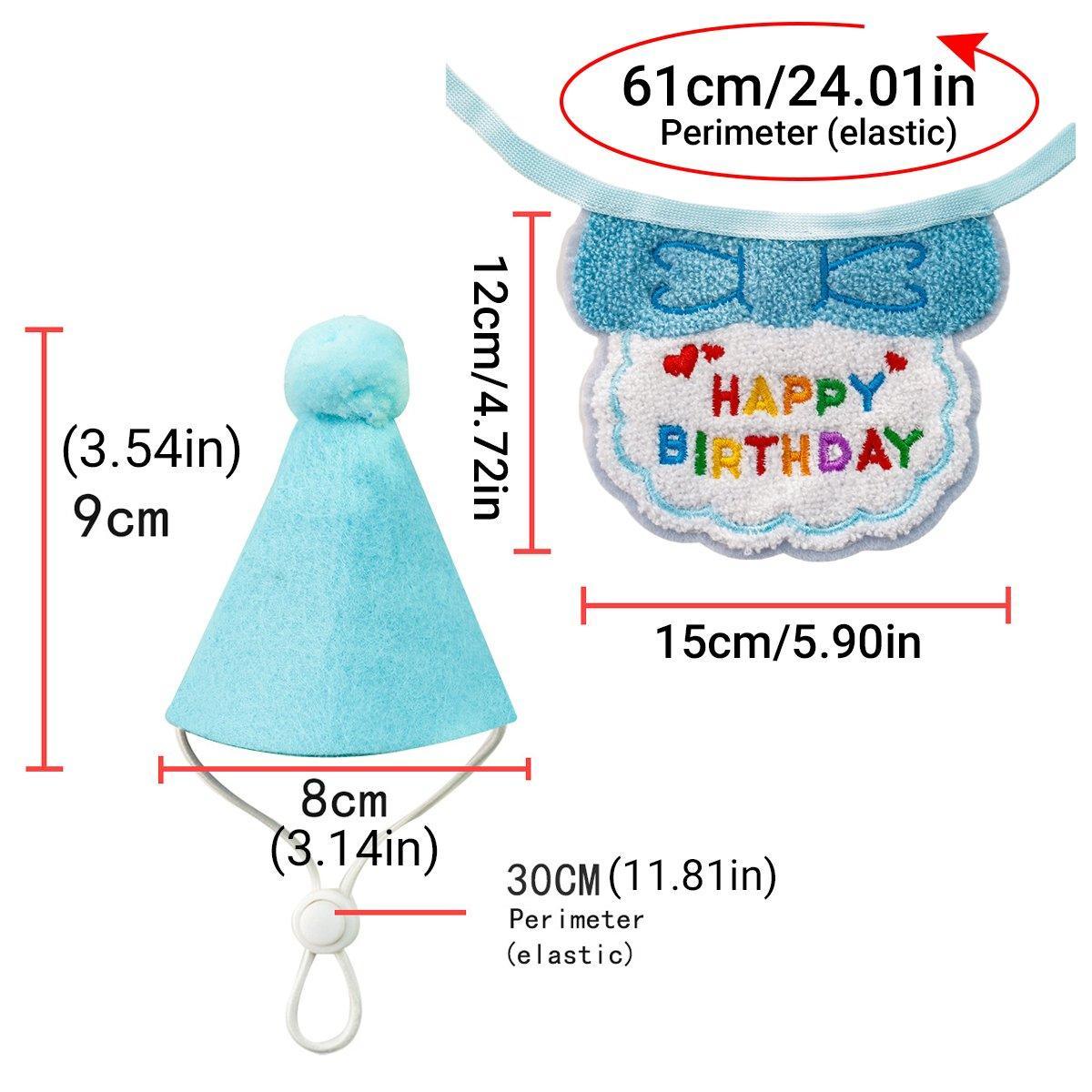 Pet Birthday Dog Cat Bib Scarf Hat Accessory Dogs Cats Celebration - Green V528-PET-BIRTHDAY-SET-GREEN-687019