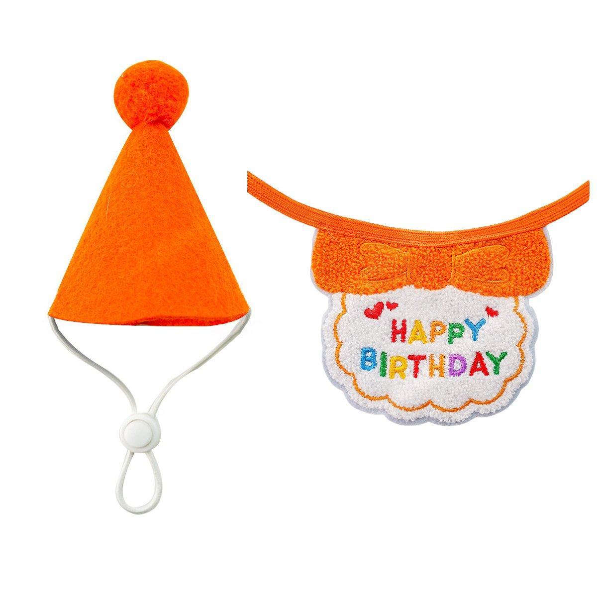 Pet Birthday Dog Cat Bib Scarf Hat Accessory Dogs Cats Celebration - Green V528-PET-BIRTHDAY-SET-GREEN-687019