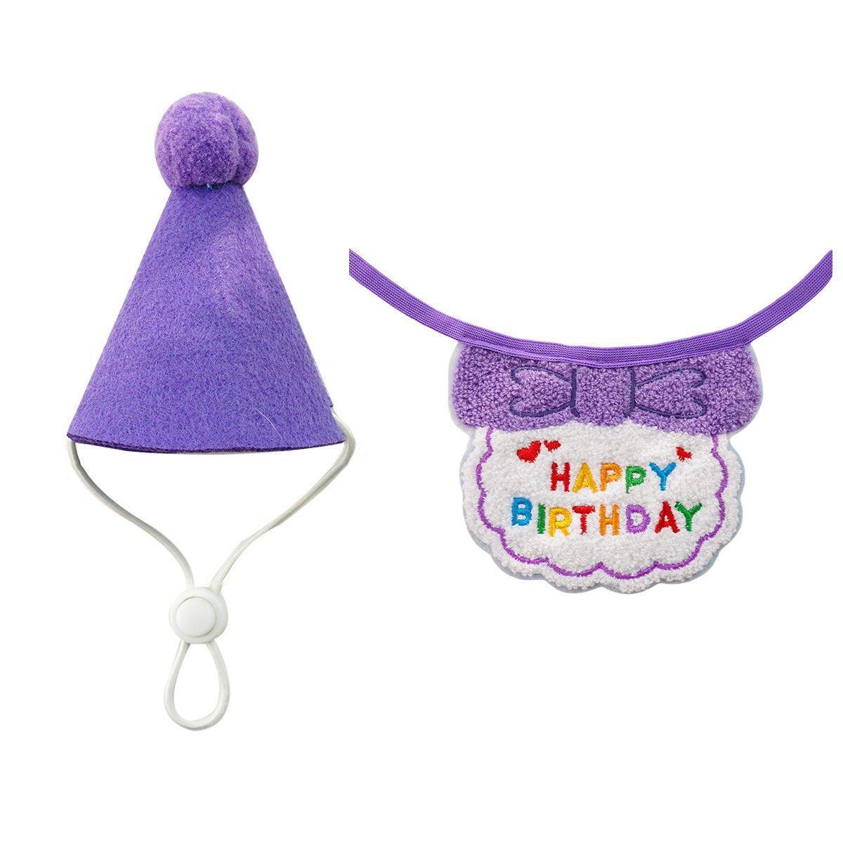 Pet Birthday Dog Cat Bib Scarf Hat Accessory Dogs Cats Celebration - Orange V528-PET-BIRTHDAY-SET-ORANGE-319068