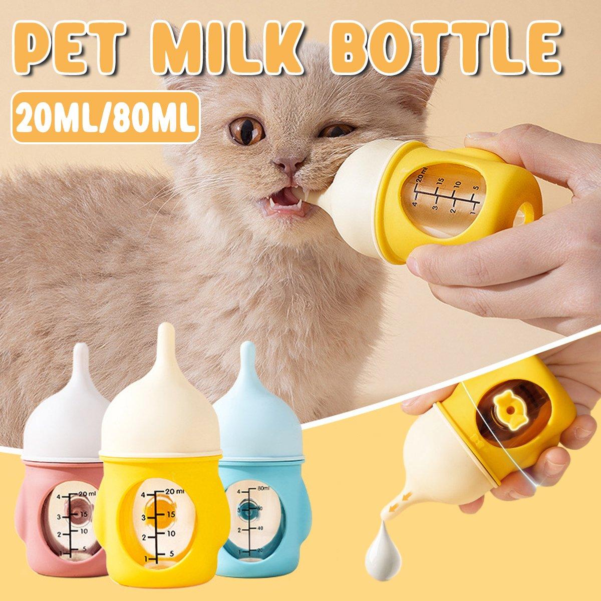 Silicone Pet Milk Feeding Bottle with Scale for Small Puppies and Kittens 20ml 80ml - 20ml-Blue V528-PET-BOTTLE-BLUE-20ML-998196