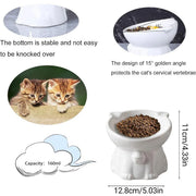 Ceramic Cat Bowl Cute Tall Raised Cat Food Bowl for Pets Eating Comfortably - Black V528-PET-BOWL-BELL-BLACK-487280