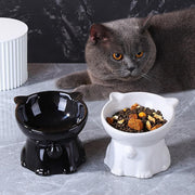 Ceramic Cat Bowl Cute Tall Raised Cat Food Bowl for Pets Eating Comfortably - Black V528-PET-BOWL-BELL-BLACK-487280