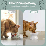 Ceramic Cat Bowl Cute Tall Raised Cat Food Bowl for Pets Eating Comfortably - Black V528-PET-BOWL-BELL-BLACK-487280