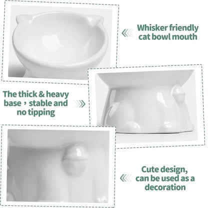 Ceramic Cat Bowl Cute Tall Raised Cat Food Bowl for Pets Eating Comfortably - Black V528-PET-BOWL-BELL-BLACK-487280