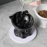 Ceramic Cat Bowl Cute Tall Raised Cat Food Bowl for Pets Eating Comfortably - Black V528-PET-BOWL-BELL-BLACK-487280