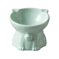 Ceramic Cat Bowl Cute Tall Raised Cat Food Bowl for Pets Eating Comfortably - Green V528-PET-BOWL-BELL-GREEN-785163