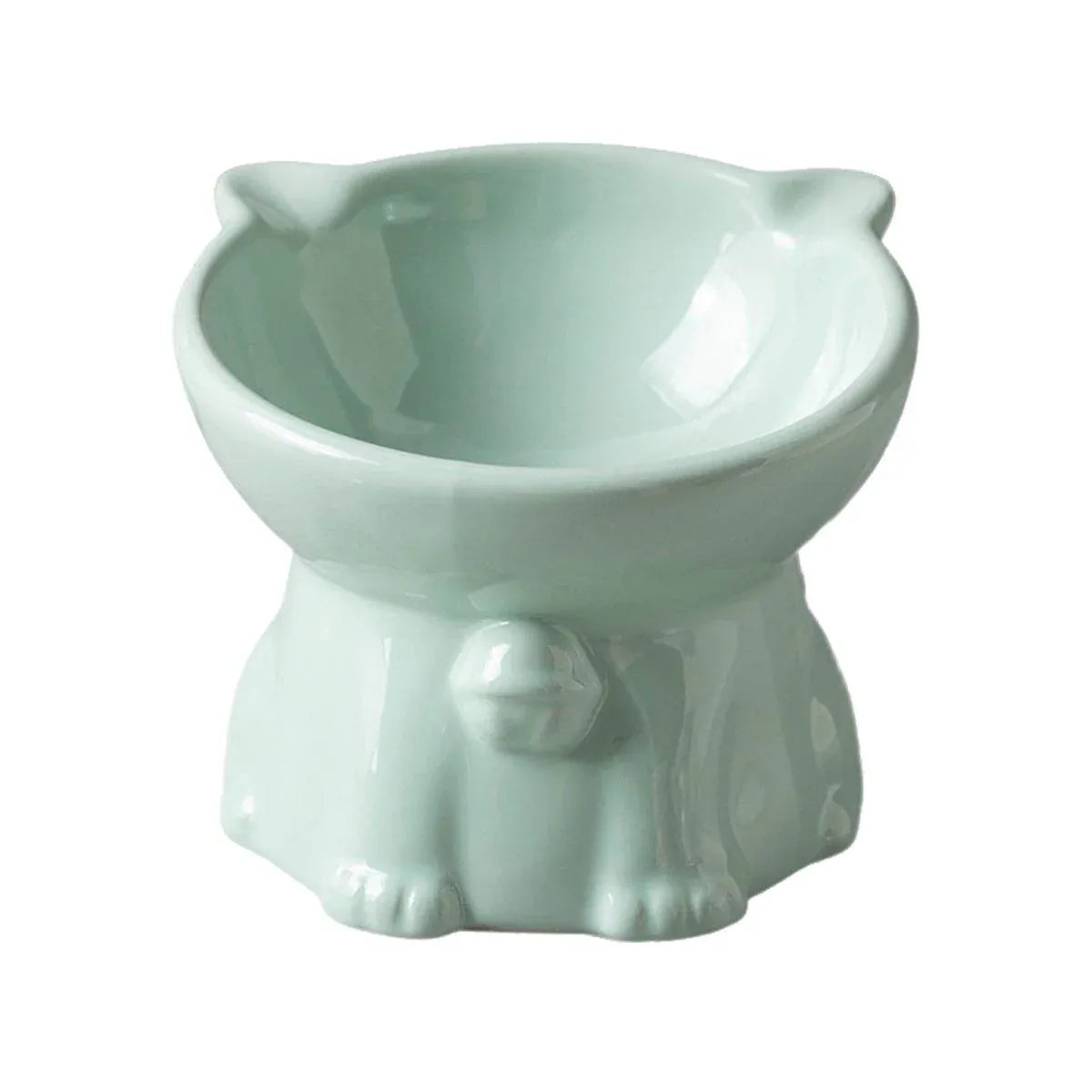 Ceramic Cat Bowl Cute Tall Raised Cat Food Bowl for Pets Eating Comfortably - Green V528-PET-BOWL-BELL-GREEN-785163