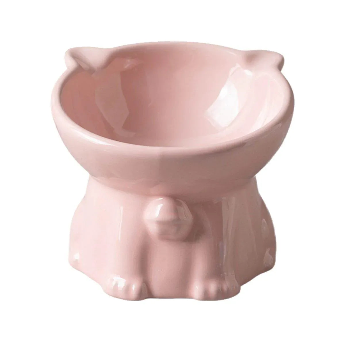 Ceramic Cat Bowl Cute Tall Raised Cat Food Bowl for Pets Eating Comfortably - Pink V528-PET-BOWL-BELL-PINK-979963