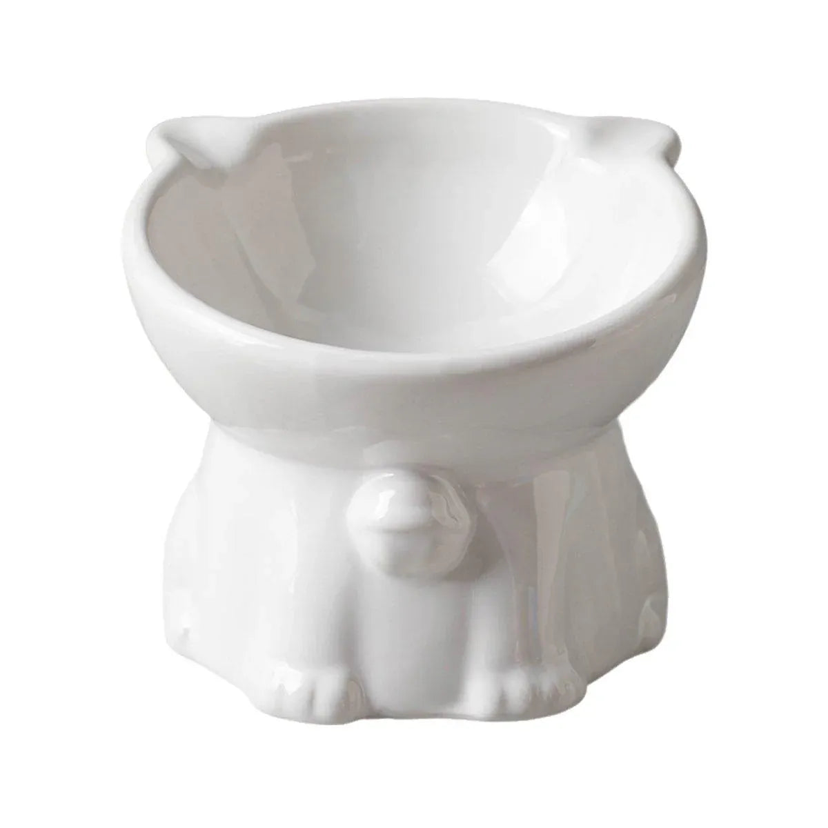 Ceramic Cat Bowl Cute Tall Raised Cat Food Bowl for Pets Eating Comfortably - White V528-PET-BOWL-BELL-WHITE-331102